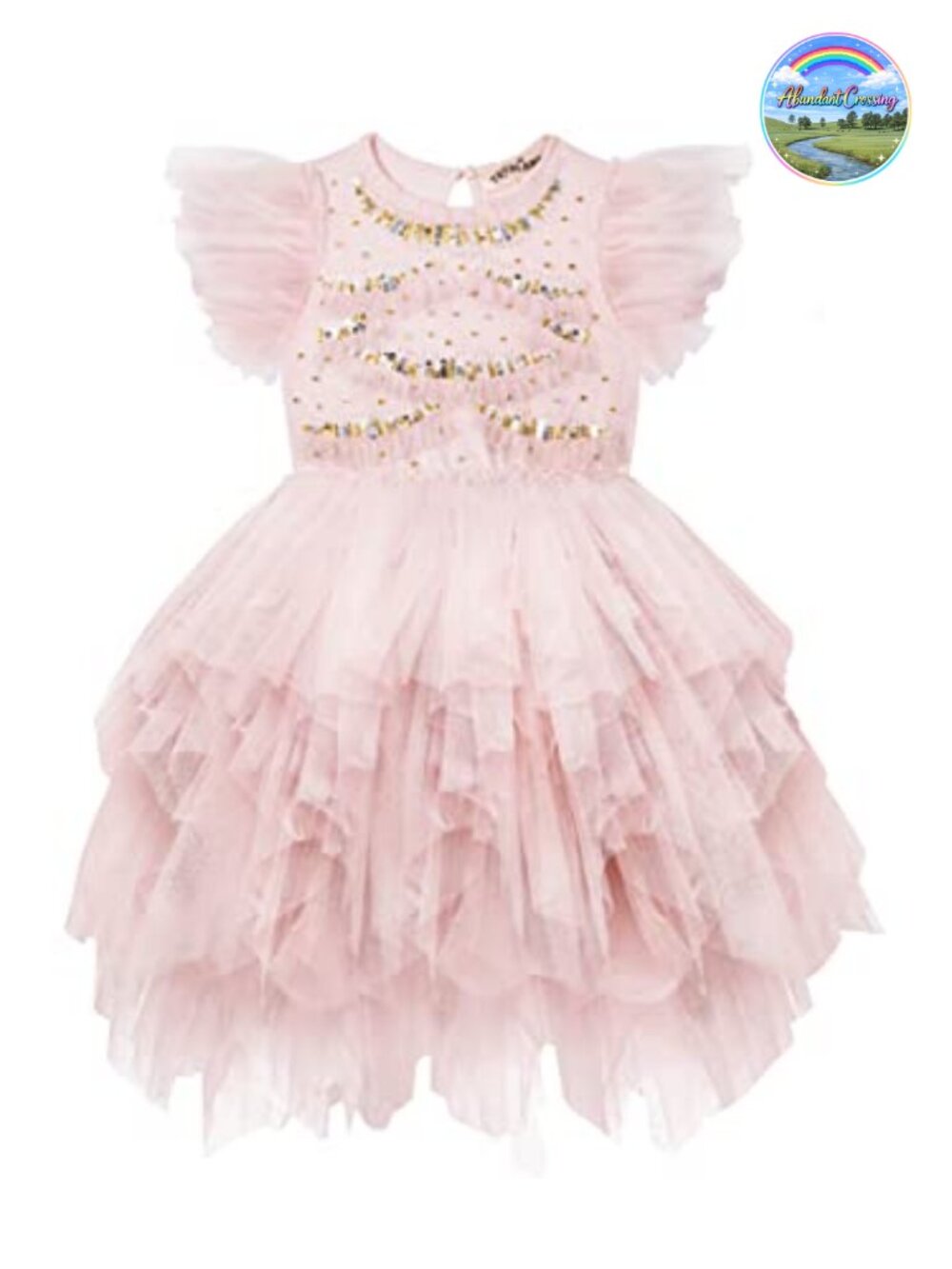 Girls Glitter Sequin Tulle Tutu Dress Tiered Ruffle Flower Girl